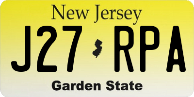 NJ license plate J27RPA