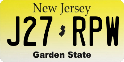 NJ license plate J27RPW