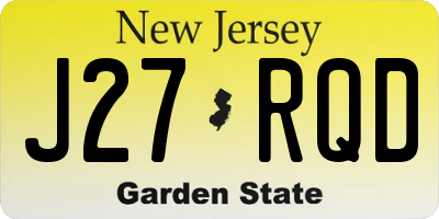 NJ license plate J27RQD
