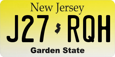 NJ license plate J27RQH