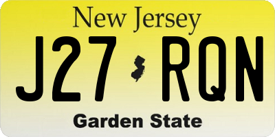 NJ license plate J27RQN