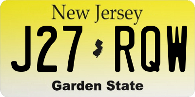NJ license plate J27RQW