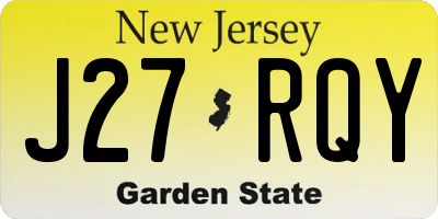 NJ license plate J27RQY