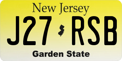 NJ license plate J27RSB