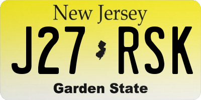 NJ license plate J27RSK