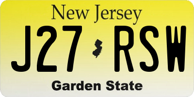 NJ license plate J27RSW