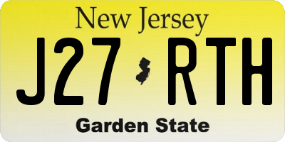 NJ license plate J27RTH