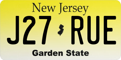 NJ license plate J27RUE