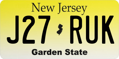 NJ license plate J27RUK