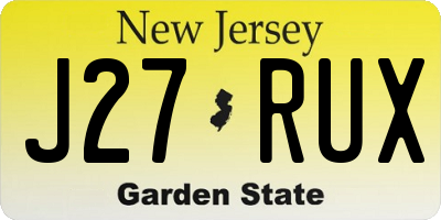 NJ license plate J27RUX