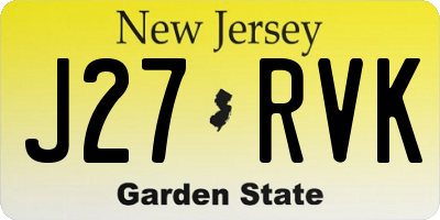 NJ license plate J27RVK