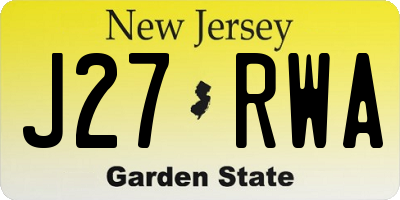 NJ license plate J27RWA