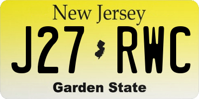NJ license plate J27RWC