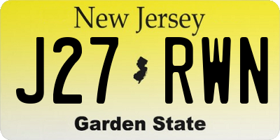 NJ license plate J27RWN