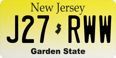 NJ license plate J27RWW