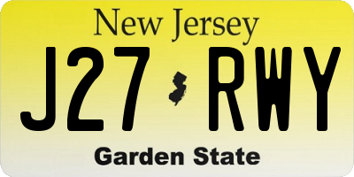 NJ license plate J27RWY