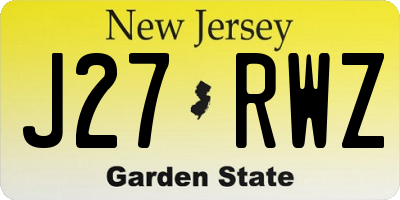 NJ license plate J27RWZ