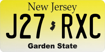 NJ license plate J27RXC