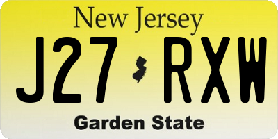 NJ license plate J27RXW