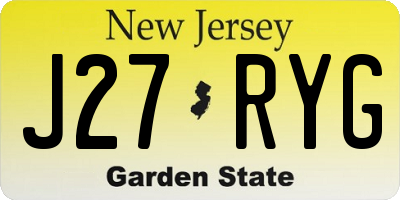 NJ license plate J27RYG