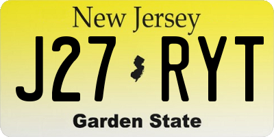NJ license plate J27RYT