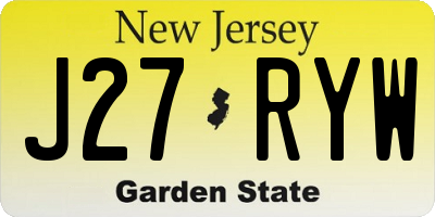 NJ license plate J27RYW