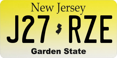 NJ license plate J27RZE