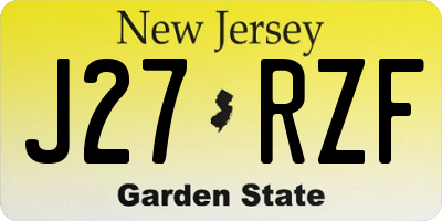 NJ license plate J27RZF