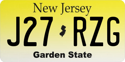 NJ license plate J27RZG