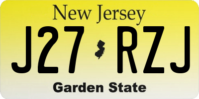 NJ license plate J27RZJ