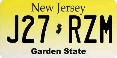 NJ license plate J27RZM