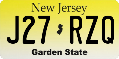 NJ license plate J27RZQ