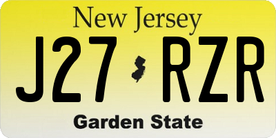 NJ license plate J27RZR