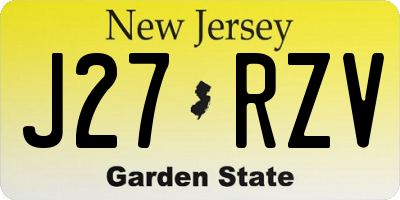 NJ license plate J27RZV