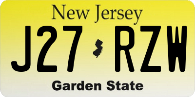 NJ license plate J27RZW