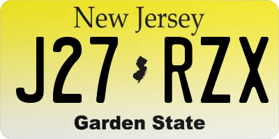 NJ license plate J27RZX