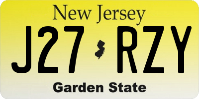 NJ license plate J27RZY