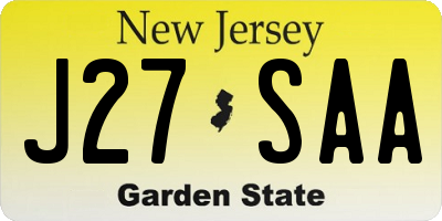 NJ license plate J27SAA