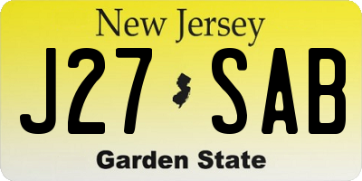 NJ license plate J27SAB
