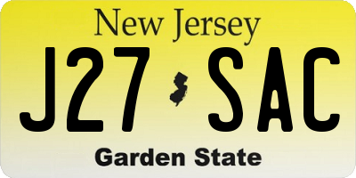 NJ license plate J27SAC