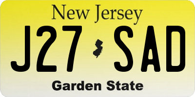 NJ license plate J27SAD
