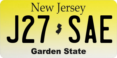 NJ license plate J27SAE