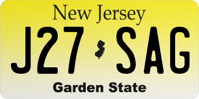 NJ license plate J27SAG