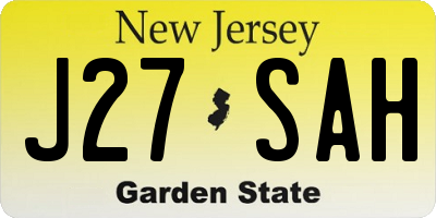 NJ license plate J27SAH