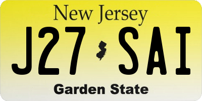 NJ license plate J27SAI