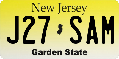 NJ license plate J27SAM