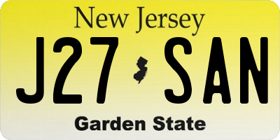 NJ license plate J27SAN