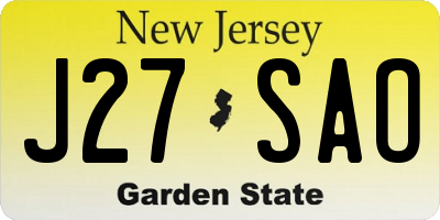 NJ license plate J27SAO
