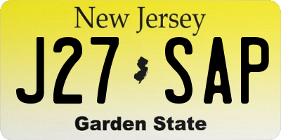NJ license plate J27SAP