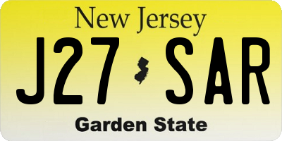 NJ license plate J27SAR